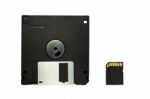 Floppy Disk And SD Card Stock Photo