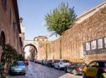 Cars Parked Along The Ancient Via Giulia In Rome Stock Photo