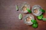 Tequila With Lime And Salt Stock Photo