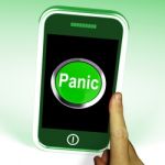 Panic Smartphone Means Anxiety Distress And Alarm Stock Photo
