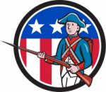 American Revolutionary Soldier Usa Flag Circle Cartoon Stock Photo