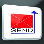 Send Mail Button Showing Online Correspondence Stock Photo