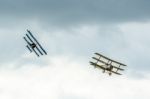 Sopwith Triplane Being Chased By A Fokker Dr1 Triplane Stock Photo