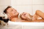 Happy Couple In Bath Stock Photo