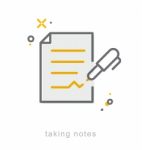 Thin Line Icons, Taking Notes Stock Photo