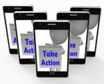 Take Action Sign Means Being Proactive About Change Stock Photo