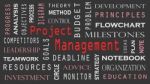 Project Management Word Cloud Concept On Black Background Stock Photo