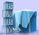 Baby Giftbox Means Infant Child And Present Stock Photo