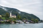 View Of Attersee From Lake Attersee Stock Photo