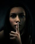 Girl Making A Silence Gesture,3d Illustration Stock Photo