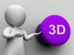 3d Button Means Three Dimensional Object Or Image Stock Photo