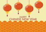 Happy Chinese New Year With Lanterns Stock Photo