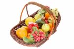 Basket With Fruits And Vegetables Stock Photo