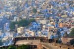 Mehrangarh Fort Overlooking The Famous Blue City In Jodhpur Stock Photo