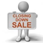 Closing Down Sale Sign Showing Store Bankrupt Stock Photo