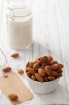 Almond Milk Organic Healthy Nut Vegan Vegetarian Drink Stock Photo