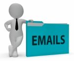 Emails Folder Represents Internet Messages 3d Rendering Stock Photo