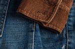 Corduroy Sleeve On Jeans Stock Photo