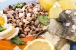 Cowpea With Cod Fish Meal Stock Photo