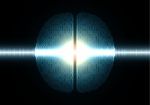 Technology Cyber Abstract Binary Brain Wave Oscillating Light Stock Photo