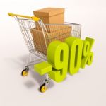 Shopping Cart And 90 Percent Stock Photo