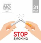 Hand Holding A Breaking Cigarette For World No Tobacco Day Stock Photo