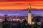 Dramatic Sunset Over San Francisco Bay And The Campanile Stock Photo