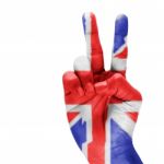 United Kingdom Flag On Hand Stock Photo