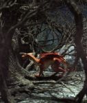 Dragon In Creepy Forest,3d Rendering For Book Cover Stock Photo