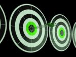 Triple Dart Shows Focused Successful Aim Stock Photo