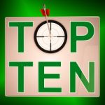 Top Ten Target Means Successful Achievement Stock Photo
