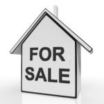 For Sale House Means Selling Or Auctioning Home Stock Photo