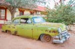 Vintage Car In Namibia Stock Photo