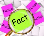 Fact Fiction Post-it Papers Mean Truth Or Myth Stock Photo