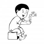 Boy Warshing Hand For Wudhu- Illustration Stock Photo