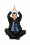 Businessman Practice Yoga Stock Photo