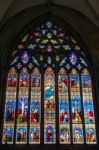 Chichester, West Sussex/uk - February 8 : Stained Glass Window C Stock Photo