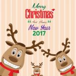 Reindeer Of Merry Christmas And Happy New Year Background Stock Photo