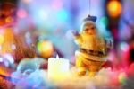Digital Illustration Of Santa Claus Candles On Snow Stock Photo