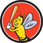Killer Bee Baseball Player Batting Circle Cartoon Stock Photo