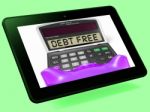 Debt Free Calculator Tablet Means No Liabilities Or Debts Stock Photo