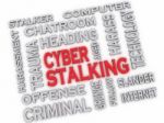 3d Image Cyber Stalking Issues Concept Word Cloud Background Stock Photo