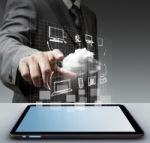 Virtual Cloud Network Concept Stock Photo
