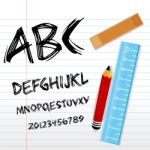 Alphabets With Stationery Stock Photo