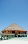 Bungalow And Beach In Maldives Stock Photo