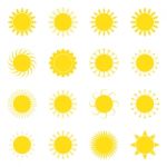 Sun Icon Set  Illustration Stock Photo