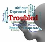 Troubled Word Represents Difficult Problem 3d Rendering Stock Photo