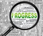 Progress Magnifier Represents Forward Searching And Search Stock Photo