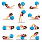 Set Of Exercise Ball Workouts Design Stock Photo