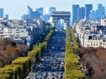 Aerial View Of Champs De Elysee And Arc De Triomphe In Paris Stock Photo